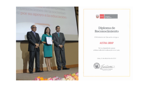 2014 Reconocimiento del Ministerio de Educación